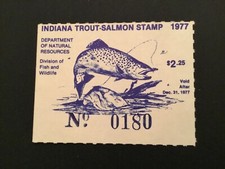 ICOLLECTZONE  US Indiana 1977 Trout Fish Stamp VF NH