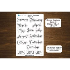 Month Header Planner Stickers | Month Names Sticker | Style D
