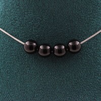 Halskette 4 Perlen Schwarzer Achat 8 Mm. Kette Aus Edelstahl Halskette Damen, H