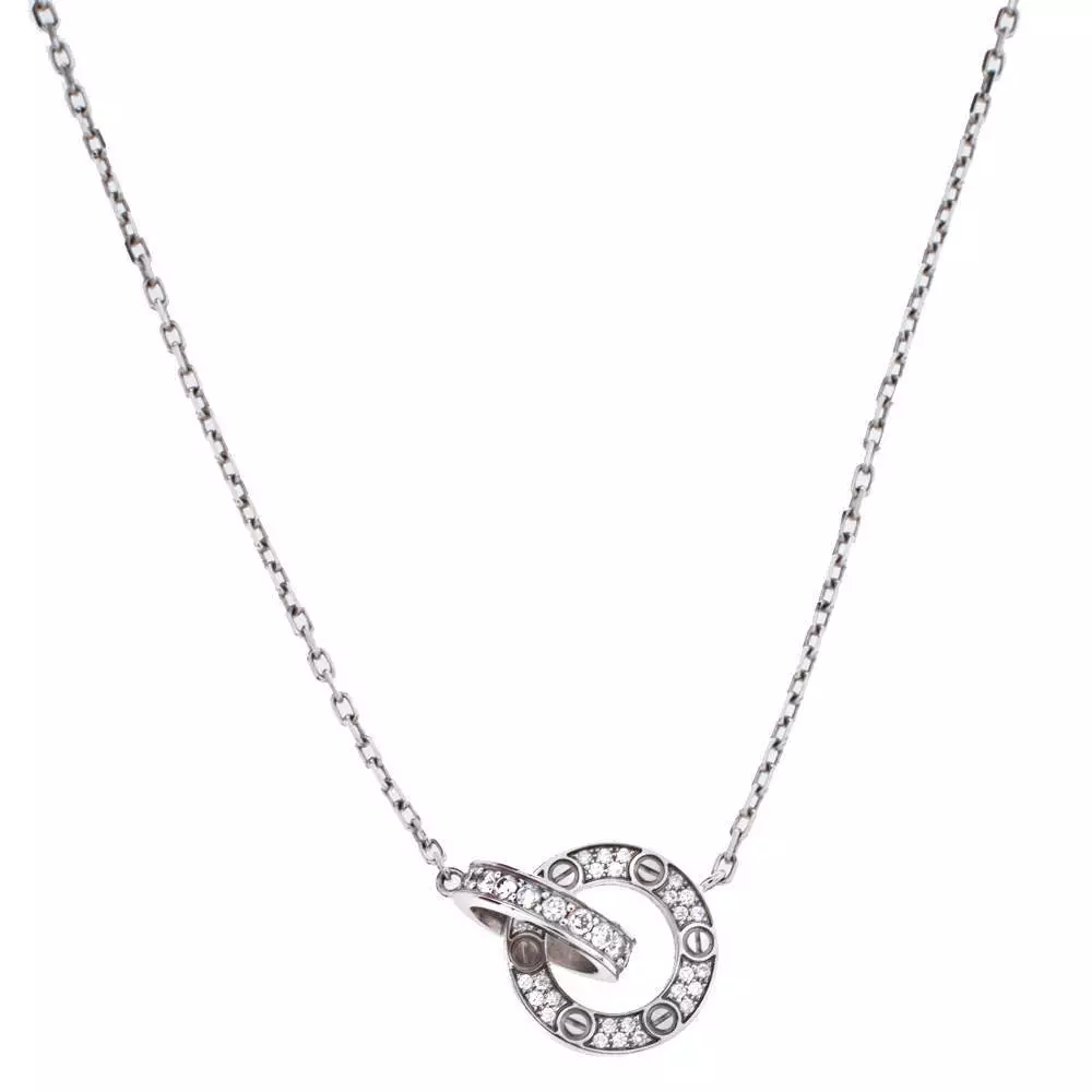 Cartier Love Necklace, Diamond-Paved White Gold