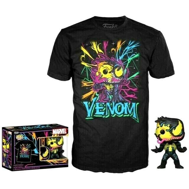 VENOM BLACKLIGHT EXC FUNKO POP +T LRG MARVEL COMICS VENOMIZED