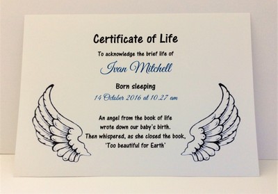 Certificate of life, Miscarriage certificate, stillbirth memorial | eBay