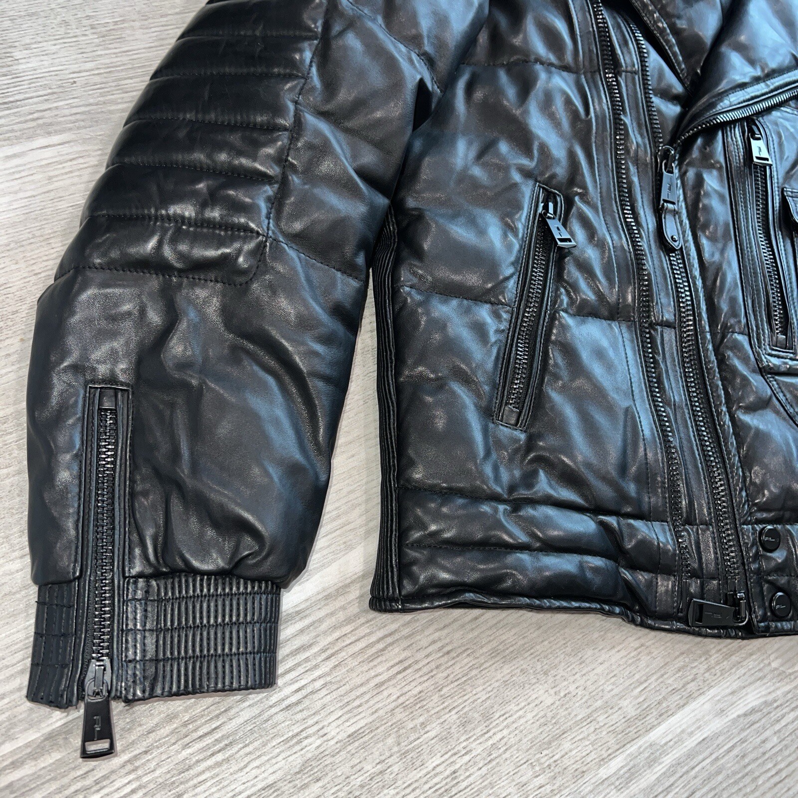Ralph Lauren Black Label Moto Lambskin Leather Shearling Down Bomber Jacket L image 6