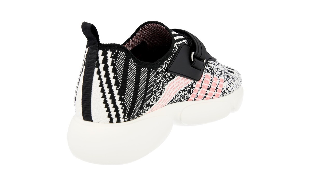 靴 Prada Wmns Cloudbuster Sock Sneaker PRADA KNIT CLOUDBUST Lurex Sock Slip-On Sneakers 1S217I Grey Pink