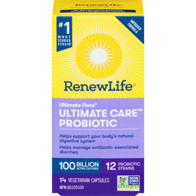 Renew Life Ultimate Flora Ultimate Care Probiotic, 100 Billion Active Cultures, 