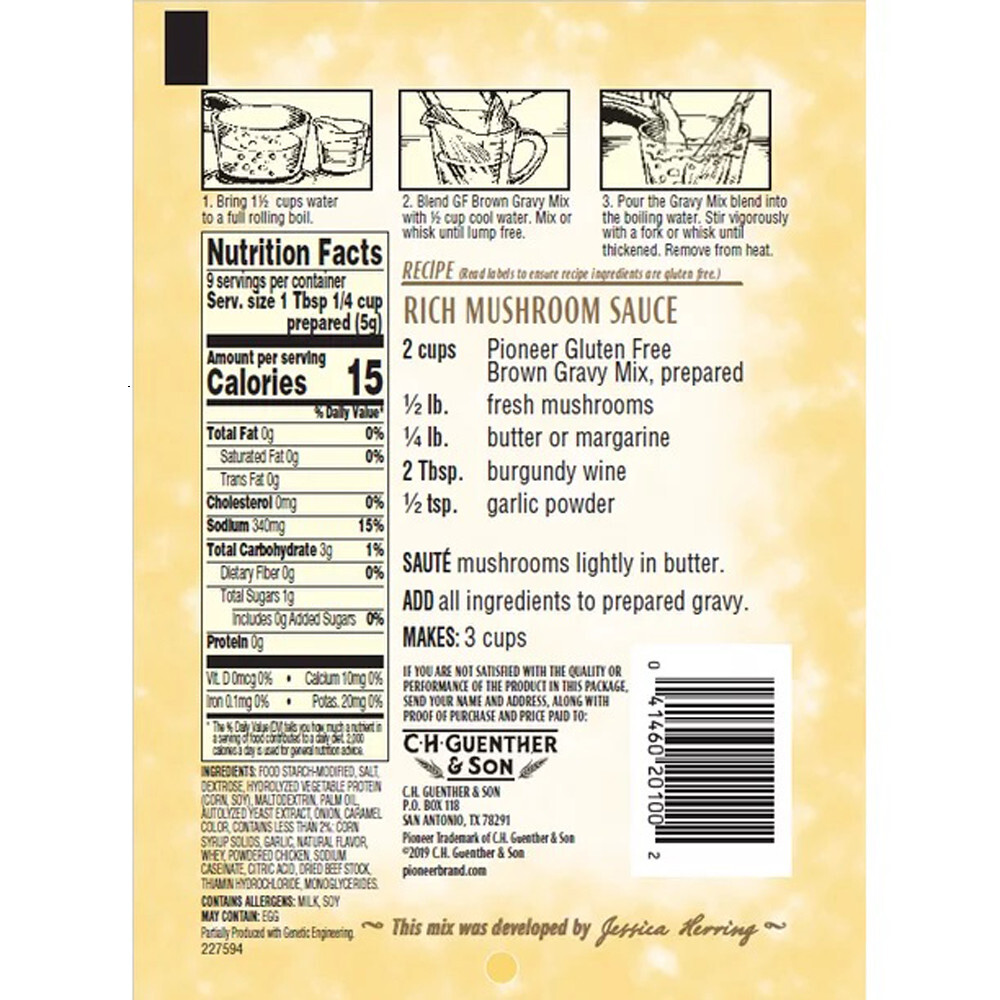 3 x Pioneer Brand Gluten Free Brown Gravy Mix Premium Quality 1.61 oz