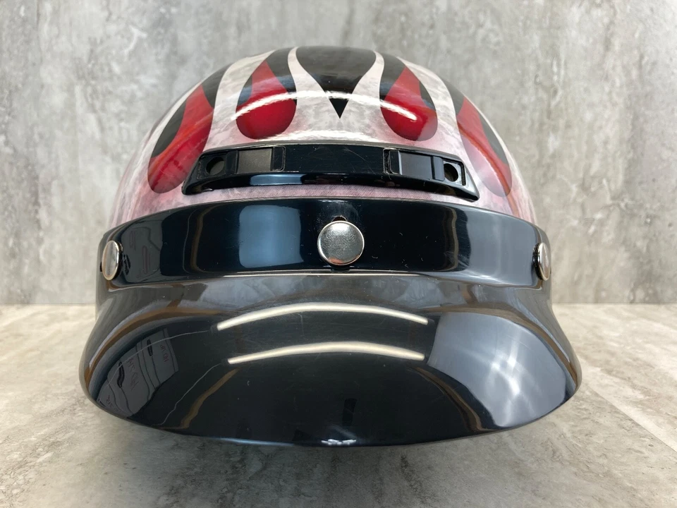 Raider мотоцикла половина шлем открытый лицо A-617 Sz M черный w/красный и белый пламени - Изображение 4 из 4