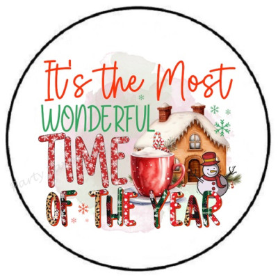 IT'S THE MOST WONDERFUL CHRISTMAS ENVELOPE SEALS LABELS STICKERS PARTY FAVORS