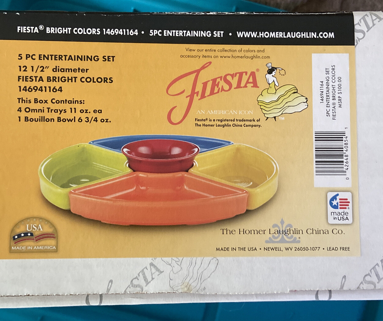 Fiestaware 5 Piece Entertaining Set Fiesta Bright Colors Omni Relish Serving