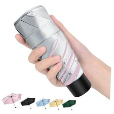 Travel Mini UV Umbrella for Purse Handbag Backpack in Mini 7 inch Silver/Pink