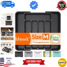 Versatile and Durable Silverware Organizer with 7 Compartments - BPA-Free Design