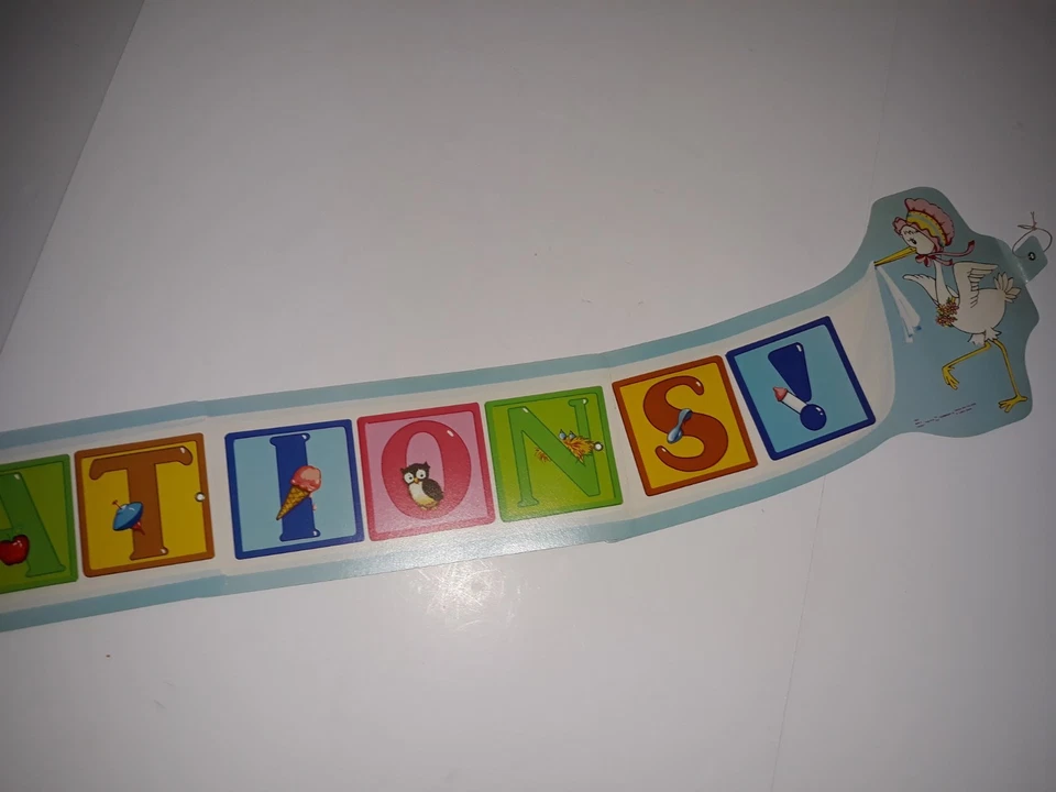 Banner articulado vintage años 80 Baby Shower 76" decoración cigüeña felicitaciones  Foto 4 de 4