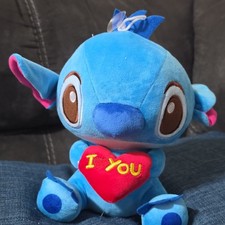 Disney Stitch Plush Stuffed Animal Small 6-14 in Holding Heart 'I Love You'
