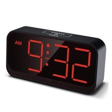 Battery Operated Digital Clock: Cordless Small Alarm Clock for Bedroom Red