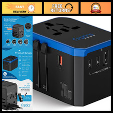 Universal Travel Adapter 70W GAN, 2 USB-A  3 USB-C Ports, Worldwide Compatibili