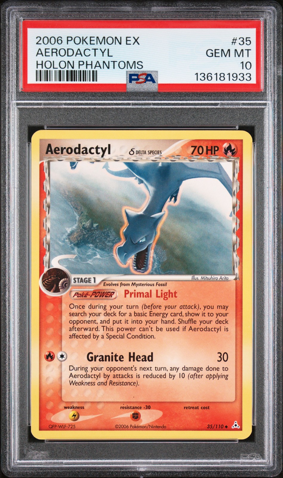 2006 POKEMON EX HOLON PHANTOMS #35 AERODACTYL PSA 10