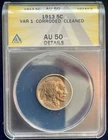 1913 Buffalo Nickel Type 1 ANACS AU 50 Details - Corroded, Cleaned