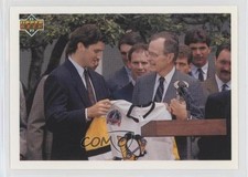 1991-92 Upper Deck UD Logo Hologram Mario Lemieux George HW Bush #47 HOF 0b3