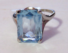 VERY PRETTY VINTAGE 18K WHITE GOLD-PLATED BLU...