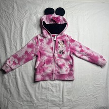 DISNEY Pink Toddler Girls 4T Zip Front Minnie Mouse Jacket with Ears on Hoodie