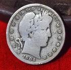 1904 Silver Barber Half Dollar U.S. Fifty Cent Piece Old Vintage Antique Coin