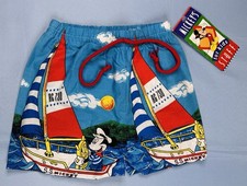Vintage 90s Mickey Mouse Swim Trunks Kids 3T BNWT Nautical Sailboat Walt Disney