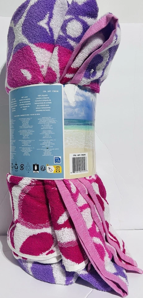 Toalla de playa para dos 72” X 84” 100 % algodón 380 GSM - palmeras - medallón - 1 pieza Foto 2 de 2