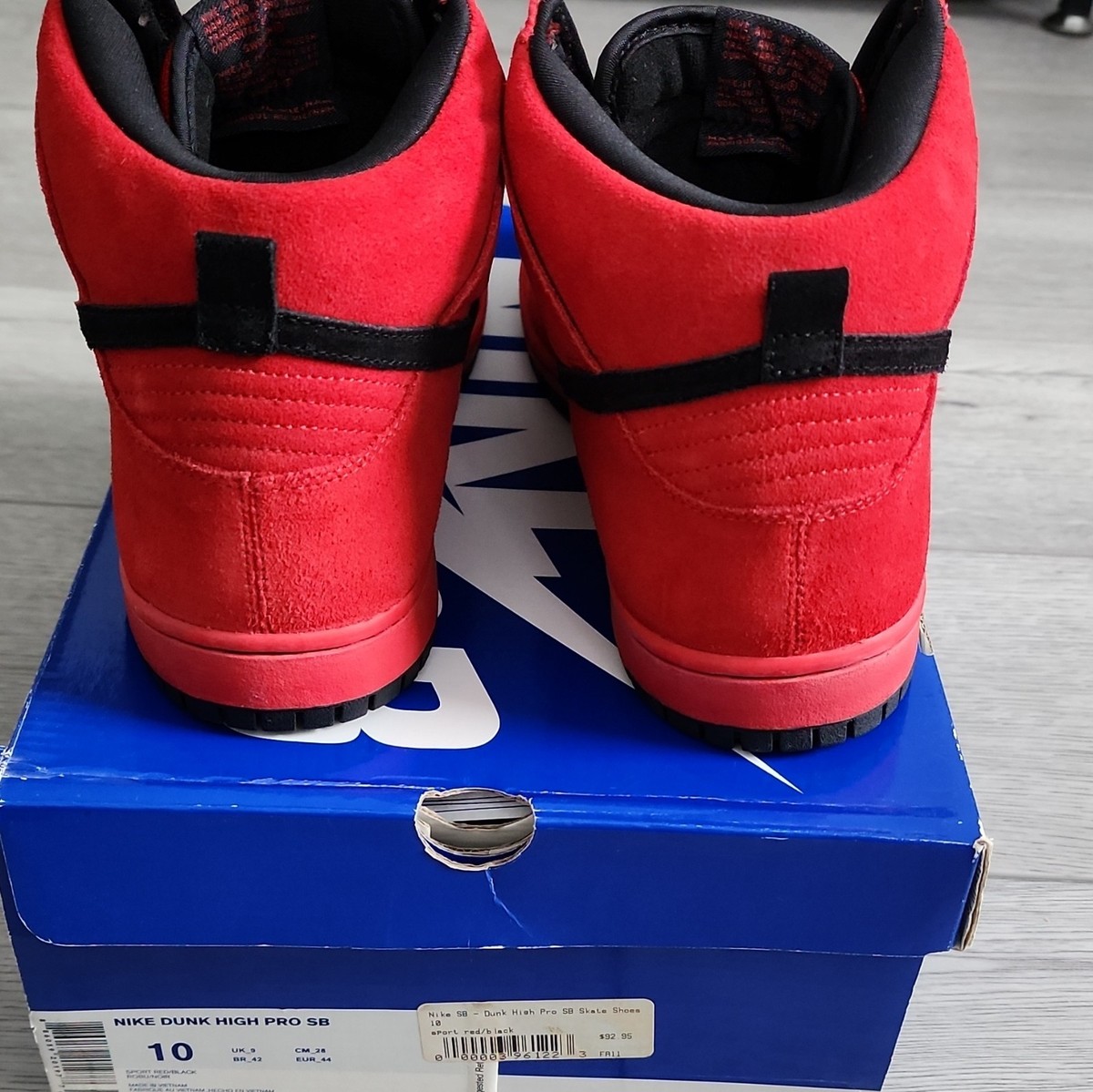 Nike Dunk High Pro SB Skateboarding Shoes Red/Black Men's US 10