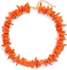 Chunky Heart Necklace for Women, Colorful Acrylic Beaded Statement Puff Heart Ne