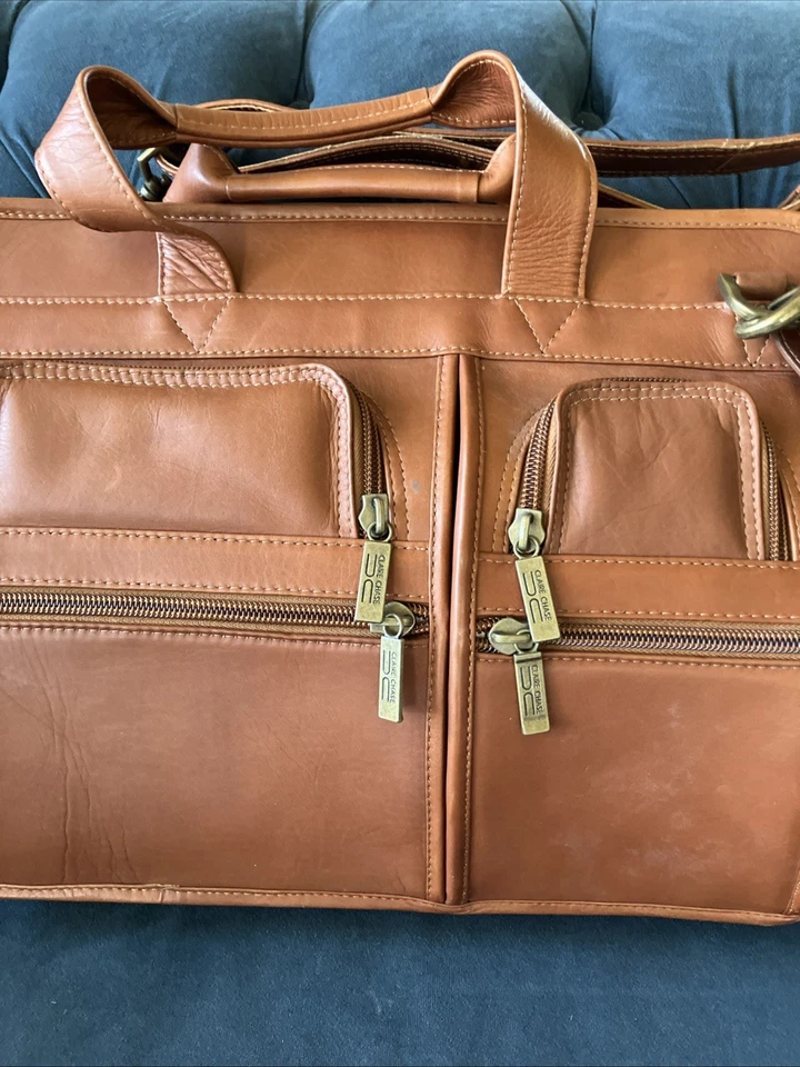 Claire Chase Slimline Top Grain Leather Computer Brief Case - Brown - Image 2 of 4