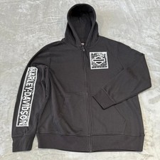 Harley-Davidson Full Zip Hoodie Mens Large Black Pockets Motorcycles New NWOT