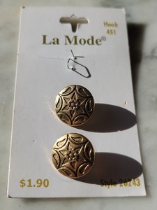 2 16mm Vintage La Mode Goldtone Starburst Buttons Style 26243 Italy