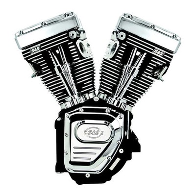 Motor 124'' TC Long Block schwarz/chrom low-comp S&s 99-05 Dyna 99-06 FLT/Touring