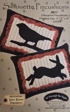 Primitive Wool Folk Art Pattern Itty Bitty SILHOUETTE PINCUSHIONS - Bunny Crow