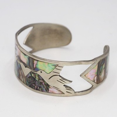 Southwest Style Inlaid Cuff Bracelet made in Mexico