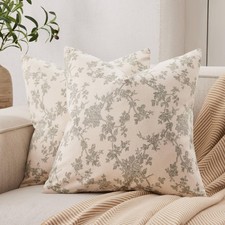 100 Cotton French Pastoral Throw Pillow Covers Set of 2, 18x18 Inch Green Fa...