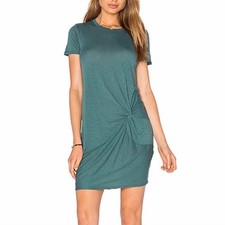 Stateside T-Shirt Dress Short Sleeve Knotted Detail Green Size XS