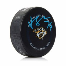 Juuse Saros Autographed Nashville Predators Puck - Official
