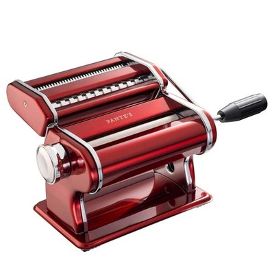 Fantes Pasta Machine With Double Pasta Cutter For Spaghetti And Fettuccine, Red,
