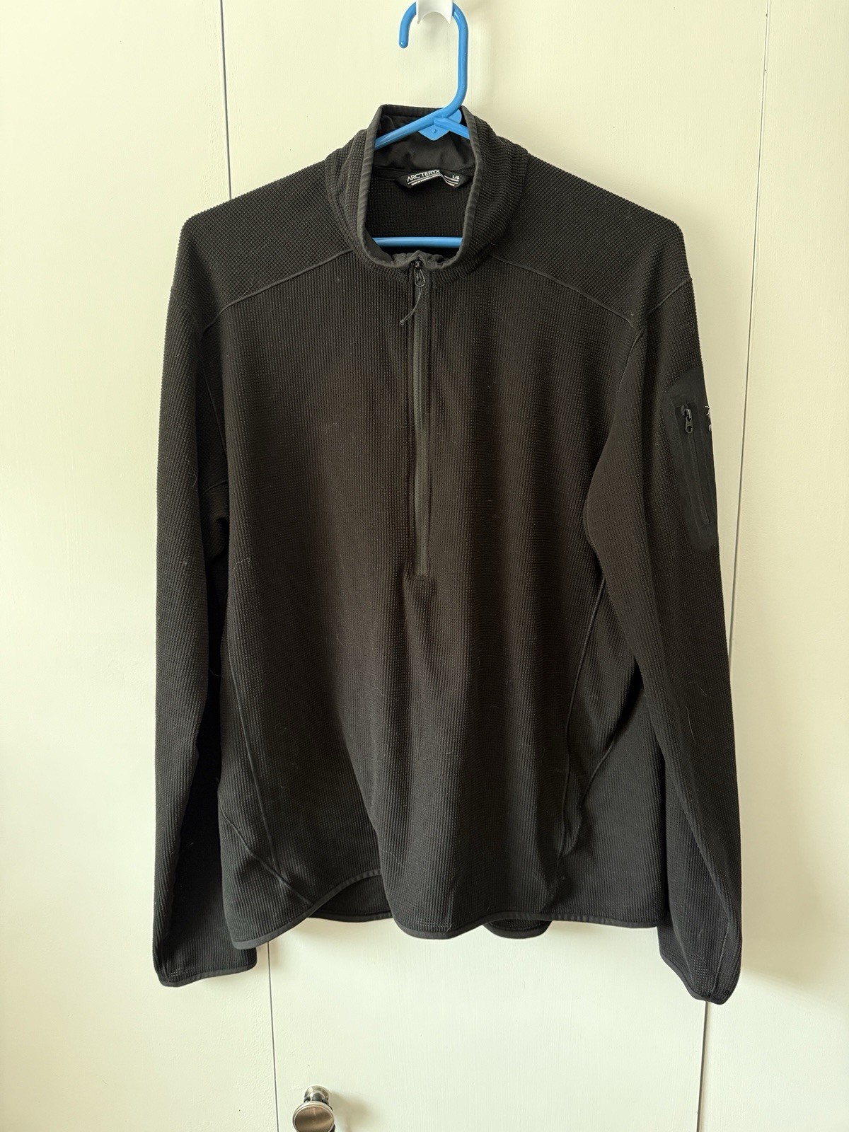 Arc'teryx DELTA LT mezza zip pullover giacca pile nero taglia GRANDE