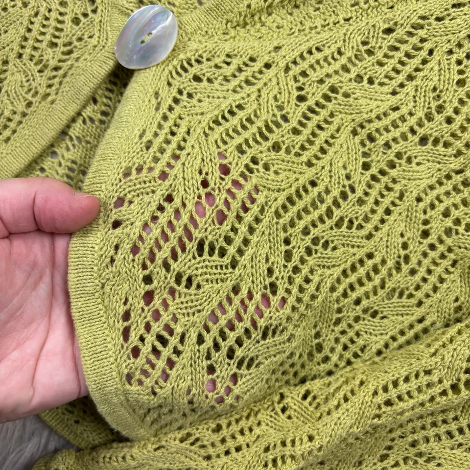 Nordic Traders Women's S Citron Open Knit Cropped Cardigan Lagenlook Art to Wear - Image 3 of 4