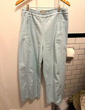 Pilcro Blue Solid High-Rise Wide-Leg Cropped Pants Pockets Stretch M