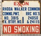 New ListingVintage Porcelain Oil Field Sign - Exxon Rhoda Walker Common Tank Battery No 1