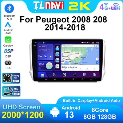 For Peugeot 2008 208 2014-2018 Android CarPlay Car Radio GPS Multimedia Player