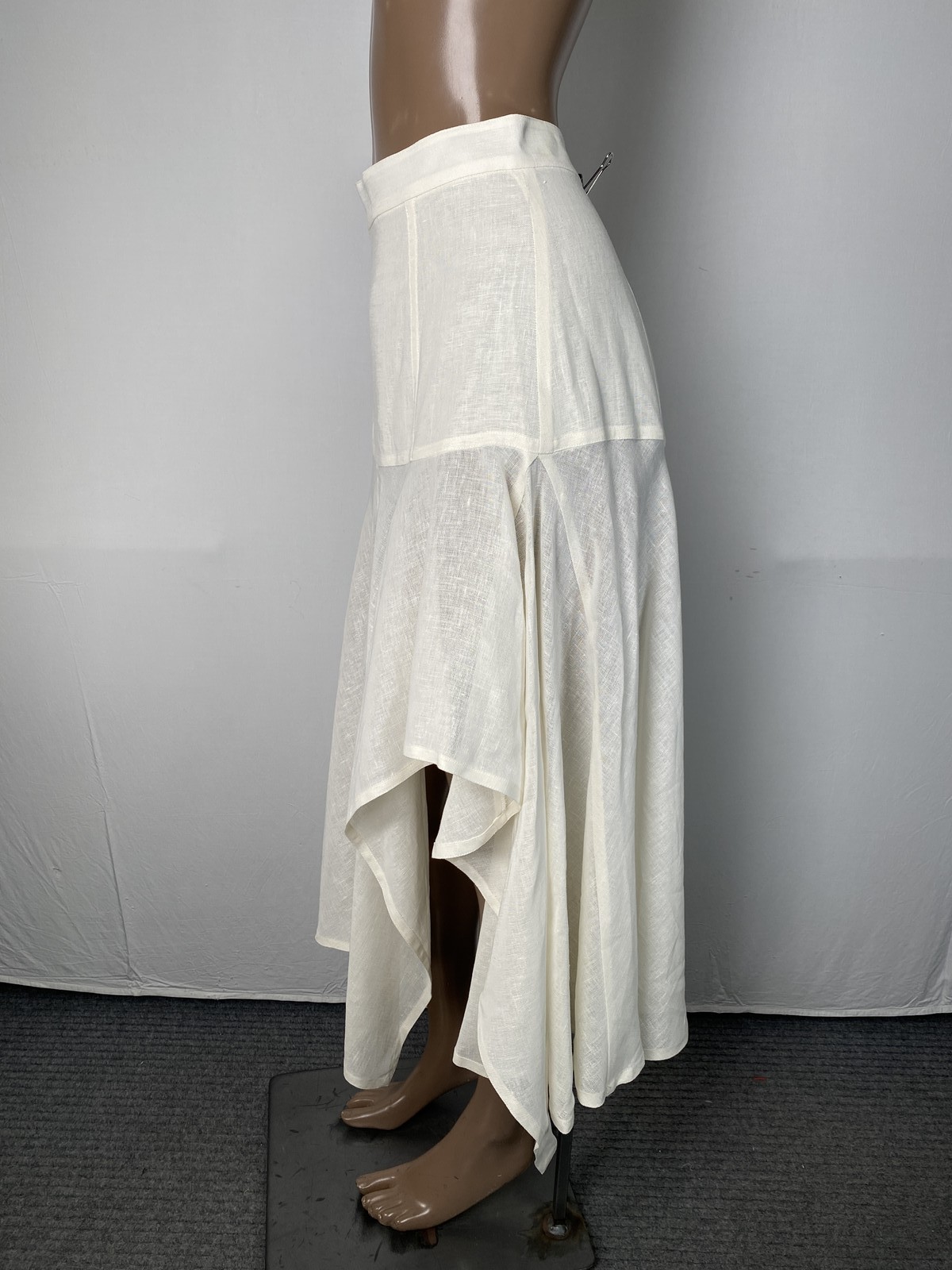 Michael Kors Collection Women Skirt Ecru/Ivory Size 12 Linen Gauze Crepe Cascade thumbnail 3