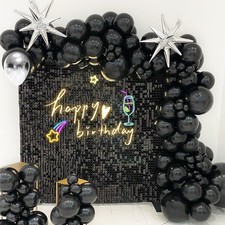 4FT x 6FT Black Shimmer Wall Backdrop,Shiny Sequins,24PCS Sequins Backdrop De...