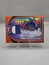 2025 Bowman Chrome Chrome Autograph Relic Kumar Rocker #BCAR-KR Orange Ref /25