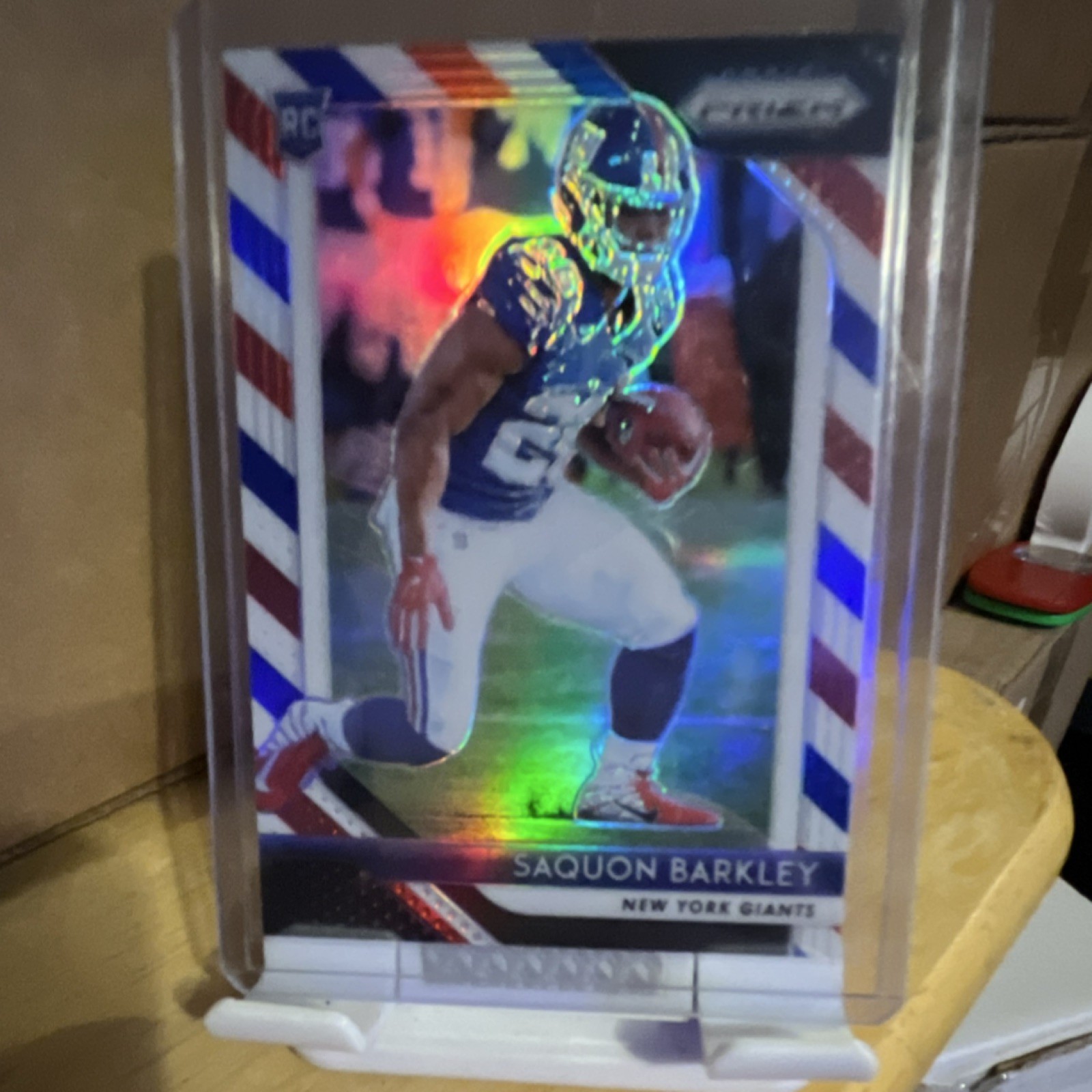 Panini Prizm Saquon Barkley Rookie #202 2018 Red White Blue Giants NFL Card
