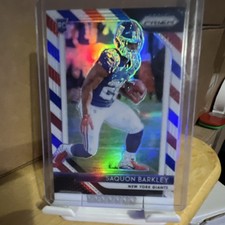 Panini Prizm Saquon Barkley Rookie #202 2018 Red White Blue Giants NFL Card. rookie card picture