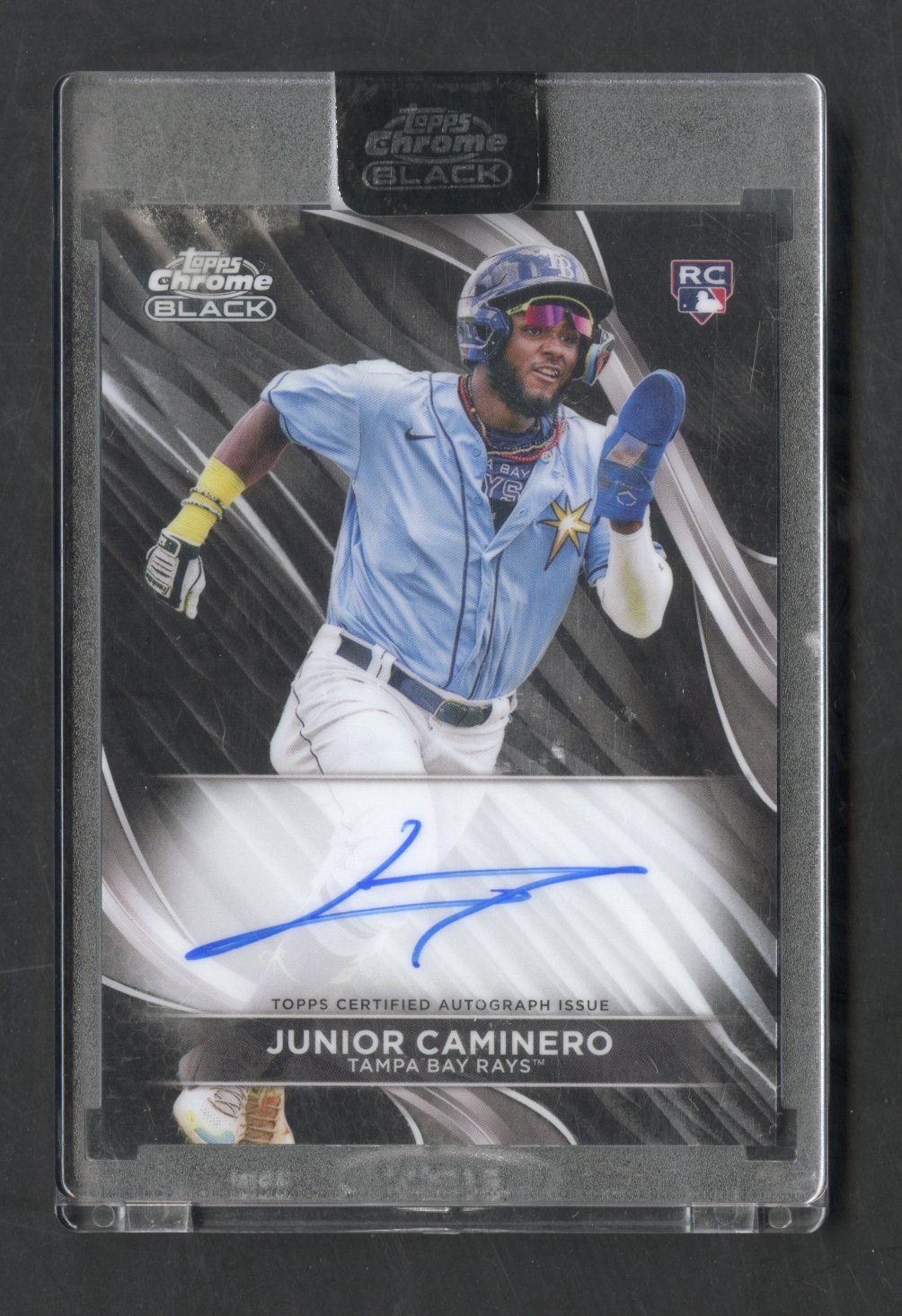 2024 Topps Chrome Black Junior Caminero Rookie Auto #CBA-JCA Encased